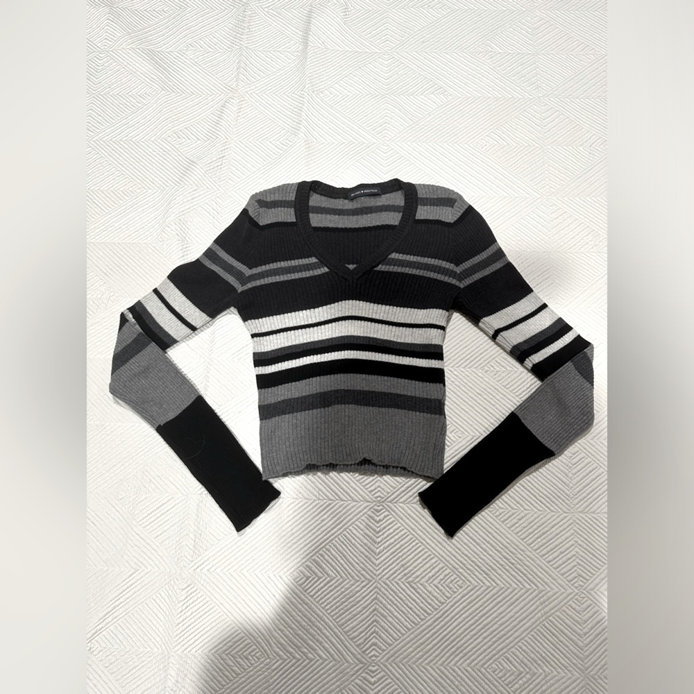 Brandy Melville Stripe Cotton Knit Crewneck Sweater OS
